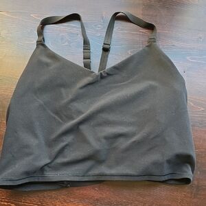 ​Athleta Black Crop Top Sports Bra Adjustable Straps Lattice Back Size 1X